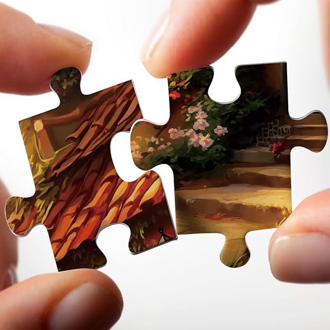 Vintage Cabin Landscape Puzzles for Adults 1000 Pieces, Beautiful House Autumn Jigsaw Puzzle, Impossible Sunset Art Puzzles