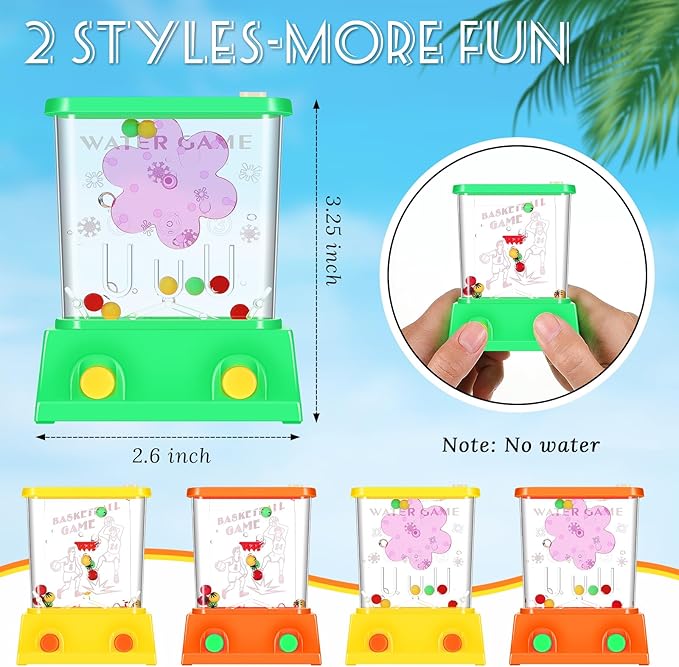 Gejoy 4 Pieces Water Games Handheld Easter Basket Stuffers for Kids Water Ring Toss Handheld Game Mini Retro Pastime Car Toys Fidget Autism Toys for Easter Children Boys Girls Birthday(Stylish Style)