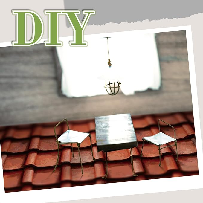 Flutesan 12 Pcs Miniature Dollhouse Wallpaper and Flooring Peel and Stick Mini DIY Self Adhesive Dollhouse Accessories 8.27 x 11.69 Inch (Roof Tiles Clay)