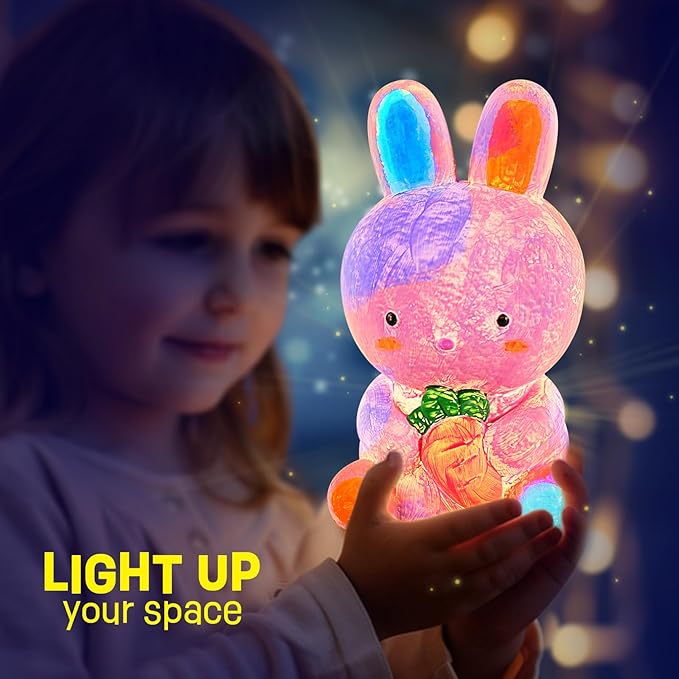 Paint Your Own Bunny Lamp Kit, Art Supplies Painting Kits for Kids, Arts and Crafts for Kids Ages 8-12, Bunny Toys Girls Boys Birthday Easter Gifts for Kids Ages 3 4 5 6 7 8 9 10 11 12+