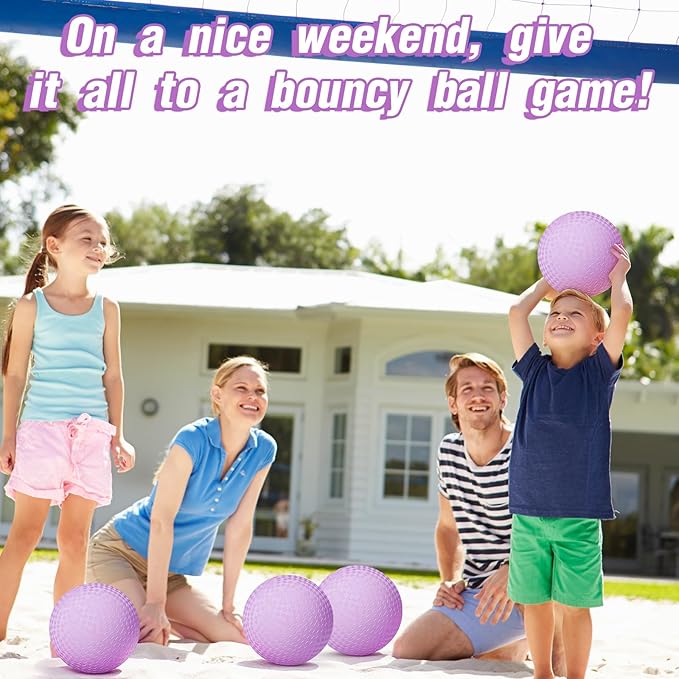 6 Pcs Macaron Playground Balls 8. 5 Inch Pastel Color Rubber Bouncy Balls for Kids Inflatable Colored Dodgeball Kickball Handball for School Backyard Beach Indoor Outdoor Games (Purple)