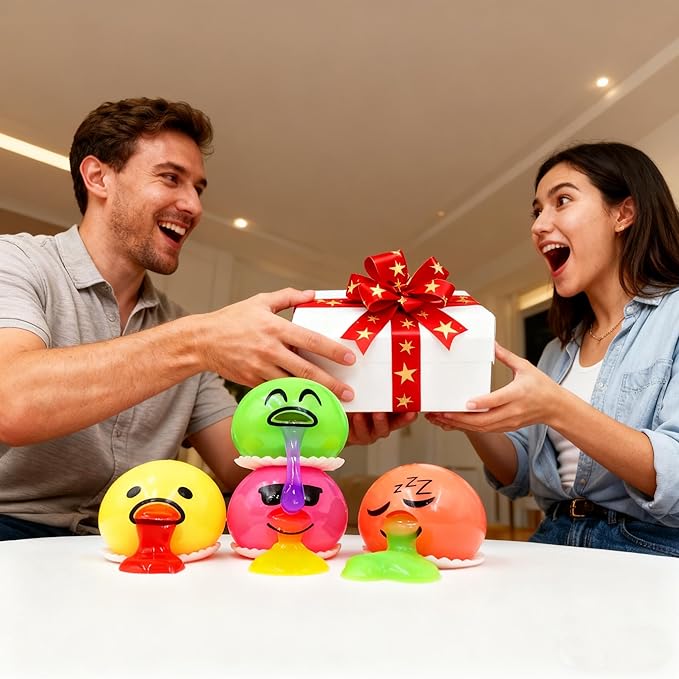 Easter Egg Fillers Vomiting Egg Slime Toy - Funny Prank Squeeze Stress Ball Puking Yolk, Novelty Fidget Relief Toy Gag Gift for Kids Adults, Christmas Stocking Stuffers & Birthday Parties