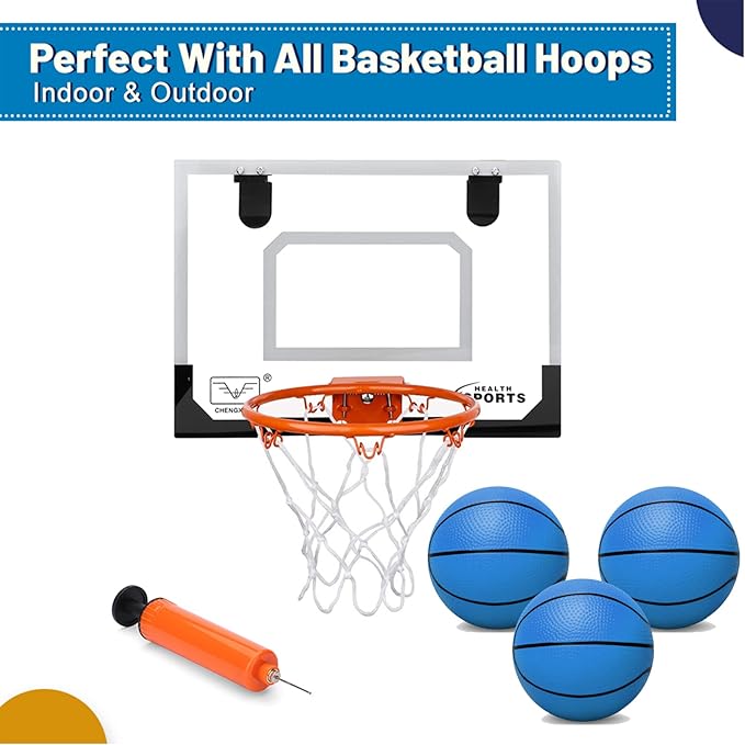 6 Inch Mini Basketballs for Toddlers Kids Teenagers, 3 Pack 6" Basketball Set with Pump Durable PVC Basketballs for Mini Over Door Hoop Pool Beach Balls for Swimming Pool, Indoors, Outdoors