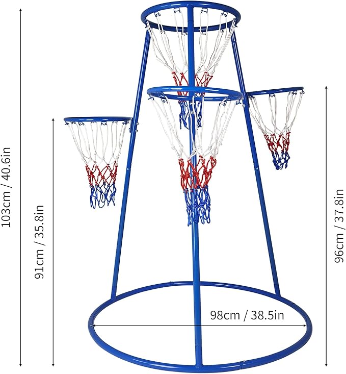GarveeHome 4-Hoop Kids Basketball Set,Indoor & Outdoor Toddler Basketball Goal for Ages 3-6, Preschool Sports Toy with 4 Balls and Pump, Fun Active Play Gift
