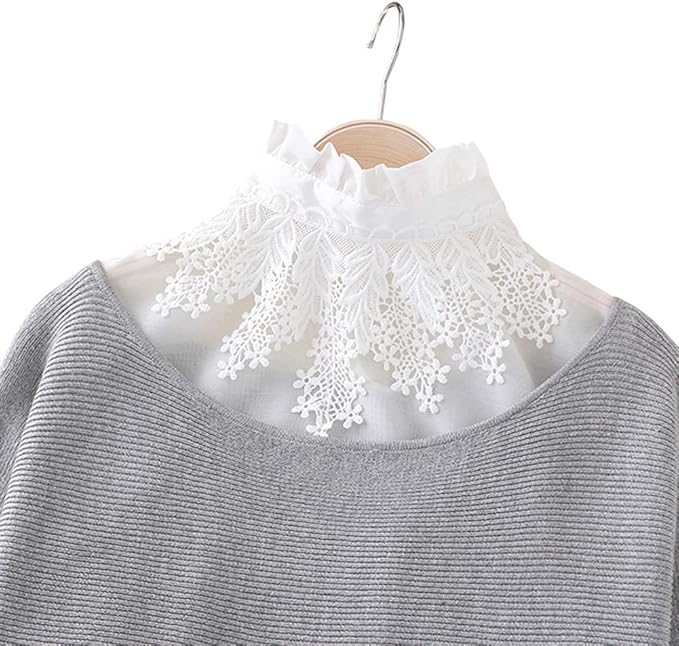 Shinywear Ruffles Turtle Neck False Shirt Collar Lace Crystal Pearls Decorative Dicky Choker Detachable Doll Lapel Blouse