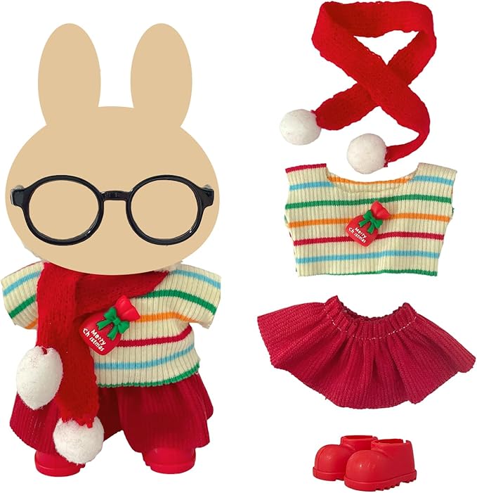 Ezcora 5 Pack Christmas Doll Clothes Set for 17cm Doll – Santa, Reindeer, Snowman Costumes with Shoes, Scarves & Glasses Accessories, (No Dolls) (Christmas Outfit)