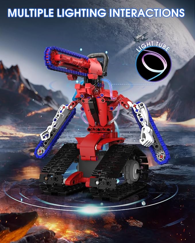 STEM Robot kit for Kids Ages 8-12, 5 In1 Science Building Blocks Kit, Remote & App Control Chainsaw Robot Toys, Technic Engineering Construction Sets for Kids 8 9 10 11 12 13 (429PCS)