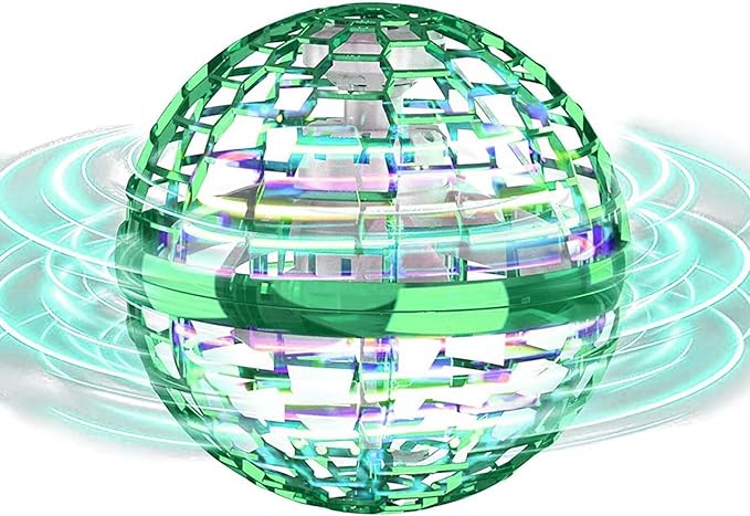 ATHLERIA Green Magic Flying Orb Ball with Lights,Cool Stuff Gadgets Christmas Birthday Gift Ideas for Boy Girl Teen 6 7 8 9 10+ Year,Indoor Outside Hover Boomerang Mini Drones
