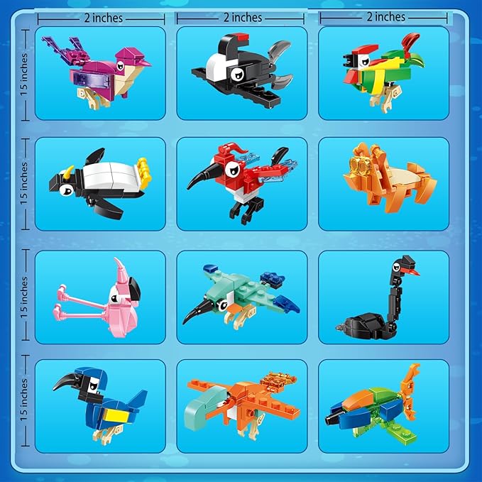 Party Favors for Kids - 24 Pack Animals Building Blocks for Goodie Bags Stocking Stuffers Classroom Prizes Birthday Gifts Toy Building Sets for Kids 6-12yrs