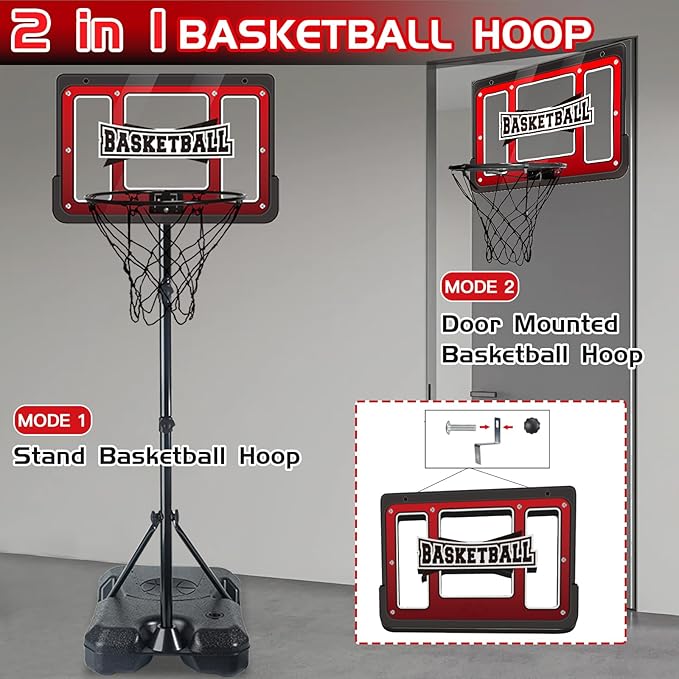 Kids Indoor Basketball Hoop with Stand | Adjustable Height Basketball Goal for Toddlers & Kids | Perfect Sports Gift for Boys Ages 3-8
