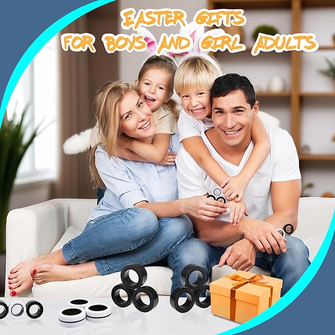 Cevioce Easter Basket Stuffers,6 PCS Magnetic Rings Fidget Toys Set for Adults Boys Teens,ADHD Anxiety Fidget Spinner Magnetic Ring Stress Relief Toy Kids Birthdays Gifts for 8 9 10 11 12+ Year Old