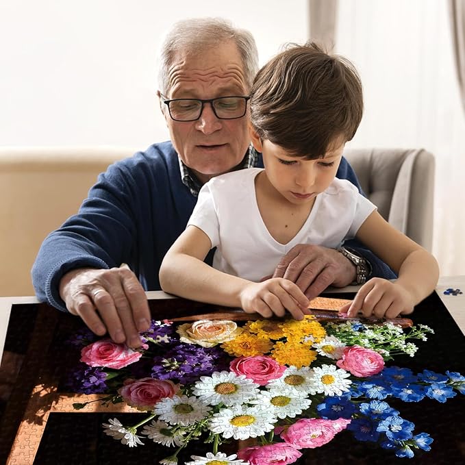 Puzzle for Adults 1000 Pieces, Flowers in The Chair Puzzle, Challening Impossible Difficult Hard Fun 1000 Pieces Jigsaw Puzzles for Adults Family with Letters on Back