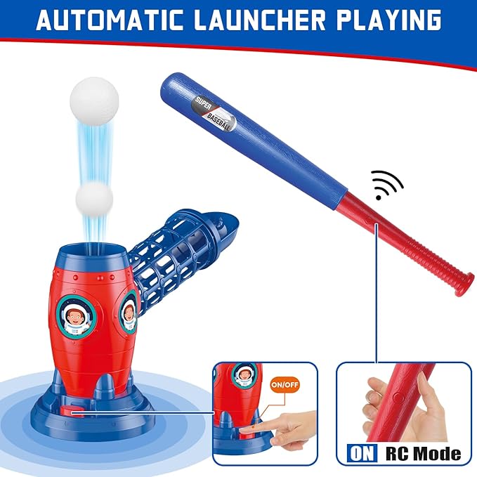Baseball Set for Kids 5-8, Ball Set with Plastic Baseball Bat, Kids Pitching Machine, Sports & Outdoors Toys for Youth 3-5, Training Ball Gifts for Boys Girls 8-12