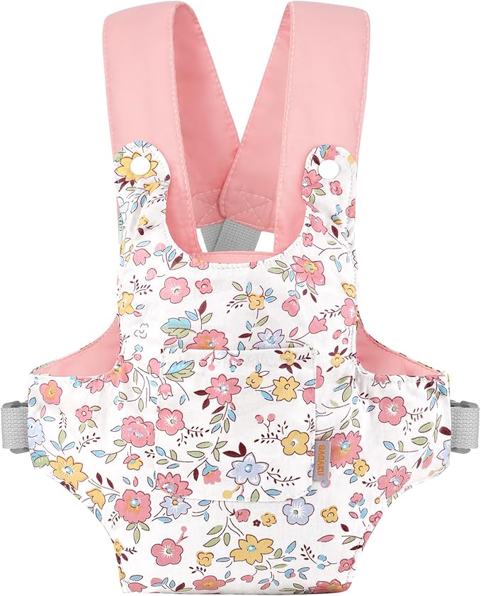 GAGAKU Baby Doll Carrier Doll Accessory Carrier Stuffed Animal Carrier with Adjustable Straps for Kids – Pink - Peach Blossom