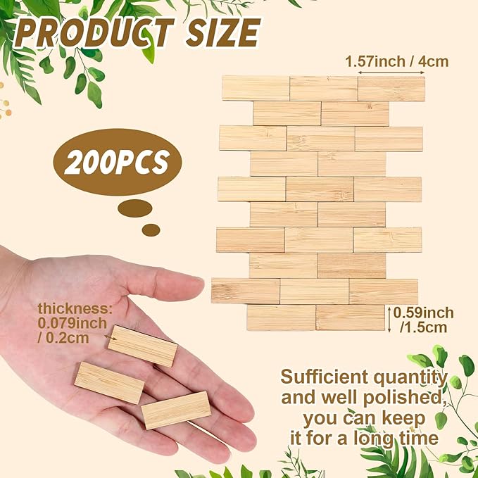 Sintuff 200 Pcs Miniature Dollhouse Flooring Mini Wooden Dollhouse Floor Boards 1 12 Scale Doll House Accessories Geometric Bamboo Doll House Furniture Wood Floor Board for Model Decor (Beige)