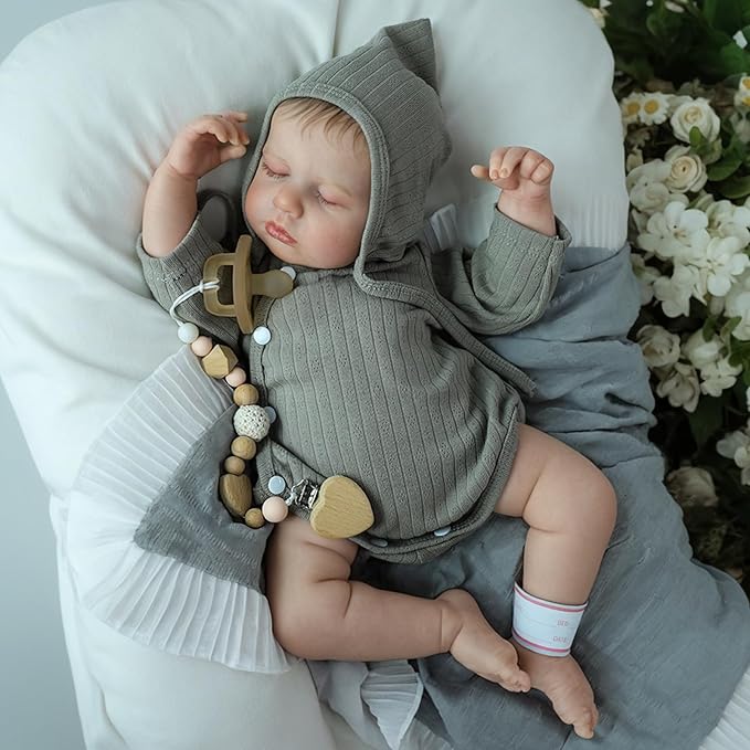 SCOM 20-Inch Realistic Reborn Baby Girl Doll, Soft Full Vinyl Body, Bathable & Poseable, Weighted Feel, Hand-Painted Details with Gift Box & Accessories, Ages 3+