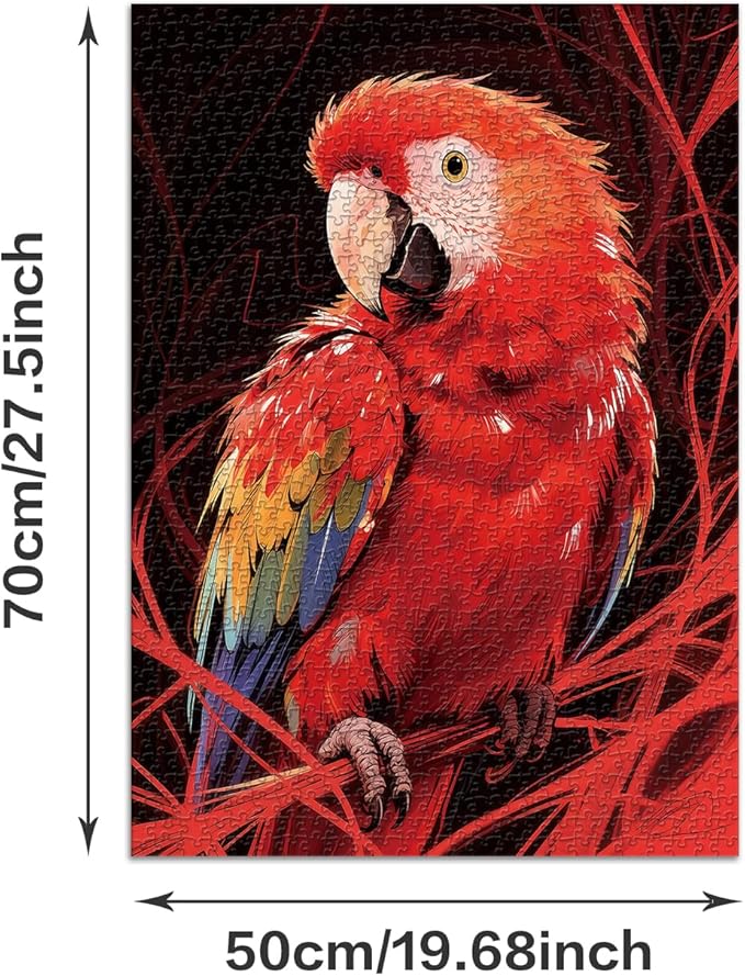 Jigsaw Puzzles for Adults 1000 Pieces - Challenging Fun Puzzles Stunning Art Wall Decor, Gift for Adult Puzzle Lovers, Family Game, Red Parrot