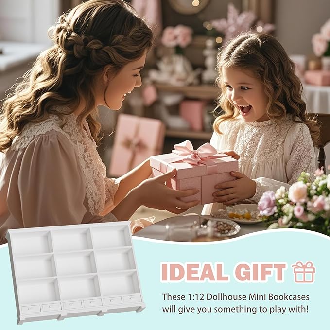 1:12 Scale Dollhouse Bookshelf, Multi-Functional Dollhouse Book Shelf for Displaying Mini Books and Accessories, Great Addition to Your Dollhouse Furniture Collection