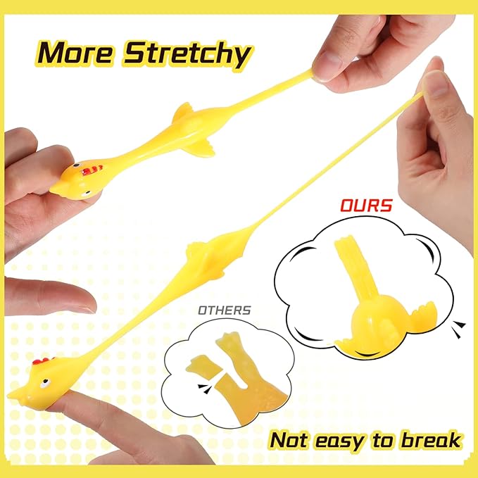 Hungdao 48 Pcs Slingshot Chickens Finger Slingshot Toys Rubber Funny Flying Chicken Gifts for Kids Adults Party Favors Carnival Easter Basket Stuffers Birthday Goodie Bag Novelty Gag Gifts