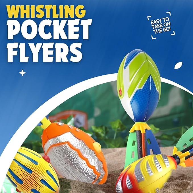Liberty Imports 3 Pack Whistling Foam Footballs with Tail – Pocket Missile Rocket Football Toy Set for Kids – Aero Howling Sports Flyers for Outdoor Games, Backyard Play, Beach