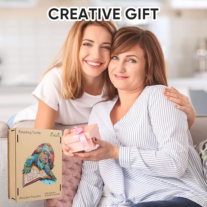 Bovearto Jigsaw Puzzles, Sea Turtle Wood Puzzles Adult, Ocean Animal Jigsaw Puzzle Unique Shaped for Kids Puzzle Gift Family Games Large Size (16.2"*16.5")