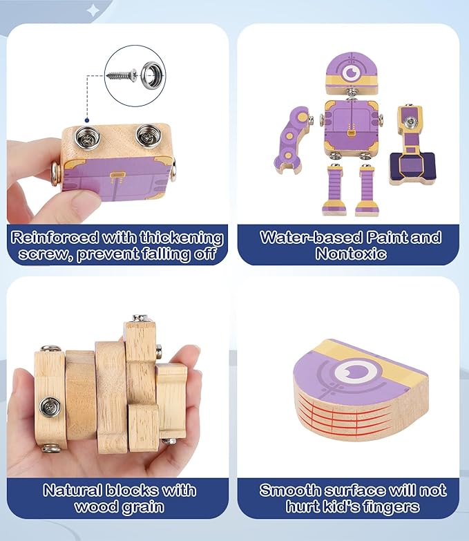 Fine Motor Building Robot Blocks for 3+Years Old Kids, Snap on Robots Together Building Blocks, Take Apart Robot Playset, STEM Montessori Fine Motor Skill Learning Birthday Gift for 3+ Years Old Kids
