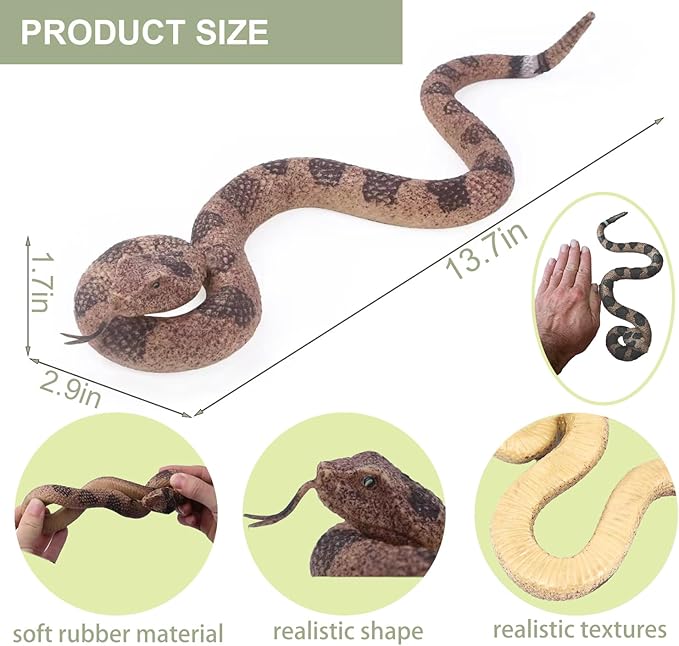 2pcs Fake Snakes - Realistic Rubber Reptiles for Garden Bird & Squirrel Repellent, Prank Props, Fun Toys for Kids & Adults, Ideal Freebies for Halloween & April Fools' Day Parties