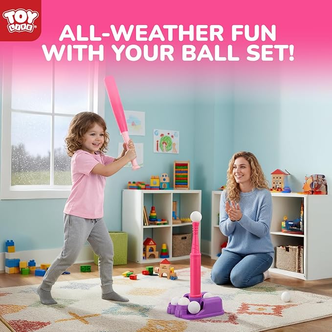 TOY Life T Ball Set for Kids 3-5 5-8, Toddler Baseball Set for Girls, T Ball Stand Sets, Tball Bating Tee Outdoor Indoor Toys for Toddler Girls