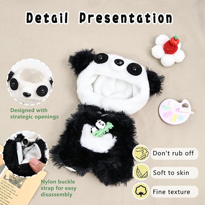 Clothes for labubu 17cm Accessories Suit Cute Clothes for Doll Dress up Animal Style Outfits (NO Doll)（Panda）