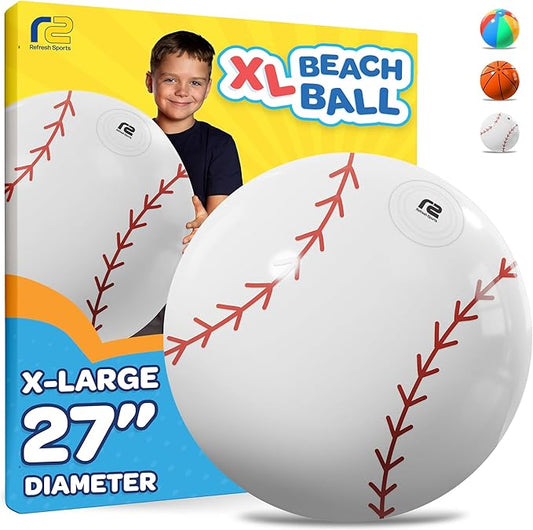 Large Beach Ball - New 8-Panel Design for Enhanced Durability and Ultra Round Shape - Best Big Beach Ball For Kids & Adults - 3X Thickness Material to Withstand Rough Play - Top Pool Party Hit of 2025