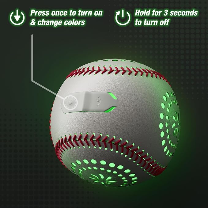 Kids Baseball Glove with Light Up Baseball/LED Rechargeable, 9 Lighting Modes Official Size Leather Weighted Glow Baseballs for Day Night, Sport Toys Games for Youth Boys
