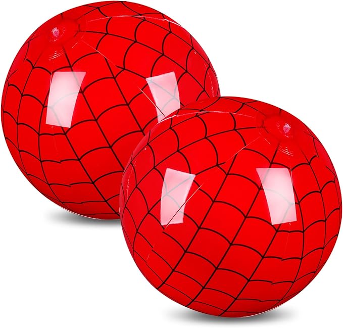 2 Pack 11.81" Spider Web Themed Beach Ball for Kid Inflatable Beach Ball Bulk for Summer Pool Game Spider Red Decoration for Birthday Party End of The Year Class Party Supplies Gift