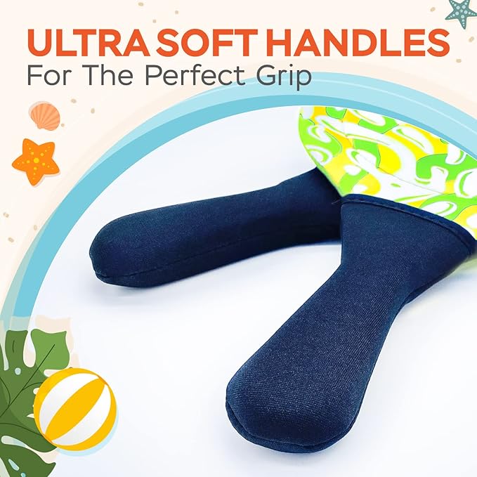 Sunlite Sports Beach Paddle Game Set, 2 Paddles and 2 Balls, Perfect for Backyard Fun or Outdoor or Beach or Lawn, Green