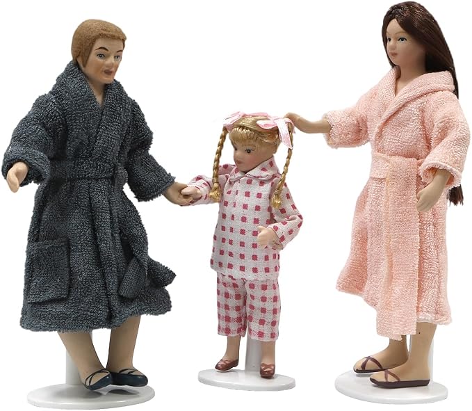 iland Dollhouse People for 1 12 Scale Accessories Miniature 6 inch Dolls for Doll House Little People Figures Mini Dollhouse Family Set Porcelain Action Figures Cute Realistic