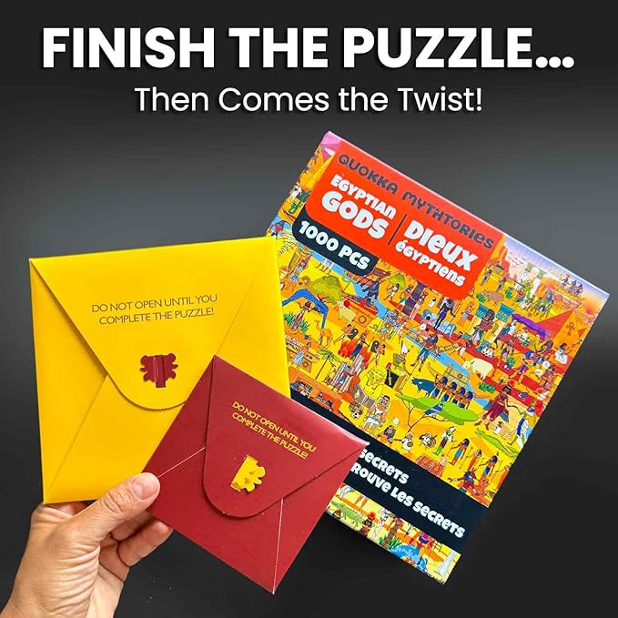 QUOKKA 1000 Piece Jigsaw Puzzle for Adults Egyptian Gods – Puzzles for Adults 1000 Pieces Premium Box Packaging - Extra Fun Hidden Secrets & Audio Story – Perfect Relaxation & Creativity & Gift