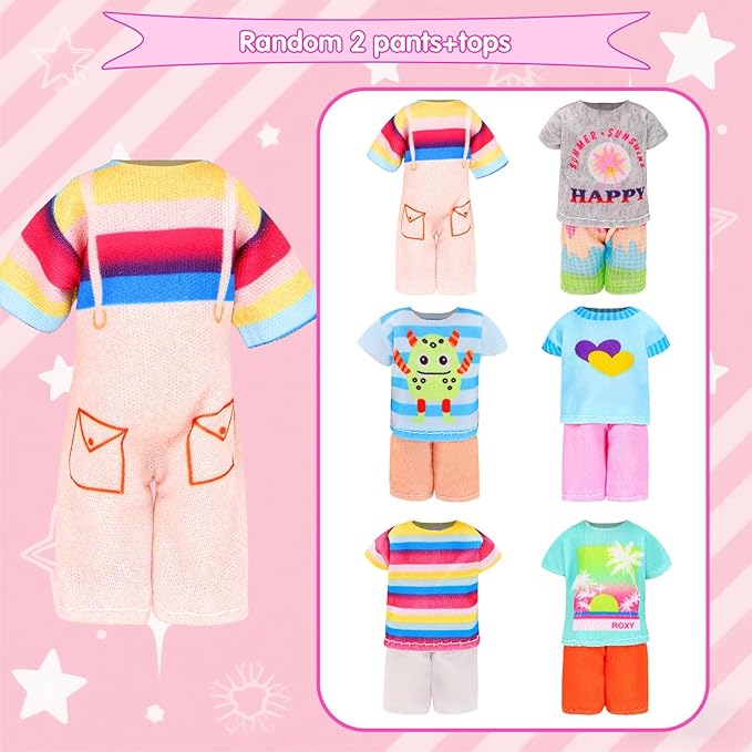 Miunana 27 Pcs Doll Suitcase Luggage Travel Clothes and Accessories for 6 inch Dolls , Including 1 Suitcase 6 Clothes 1 Glasses 19 Travel Accessories