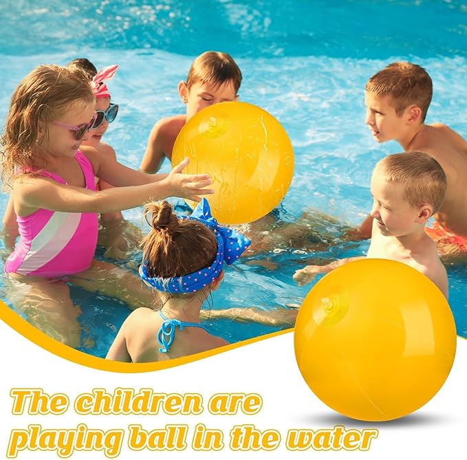 20 Pack Yellow Beach Ball - 12Inch Blow Up Beach Ball Party Supplies for Kids, Inflatable Floating Balls for Summer Pool Parties, Outdoor Activities & Birthday Decorations (Yellow)