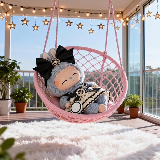 Doll Clothing Set (No Doll), Cute Bow, Crossbody Bag, Dress, Suitable for 15-17cm Dolls, Outfit Accessory Set for Unique Styling (Black-B)