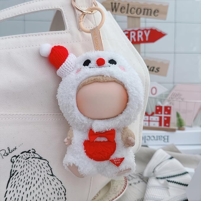 Christmas Clothes for Lu bubu 17cm Dolls(No Doll) Accessories,, Stylish Kawaii Festive Christmas Snowman Outfit Set 2 Pieces Suitable for 17cm Doll , Xmas Doll Clothing Set Replacement White