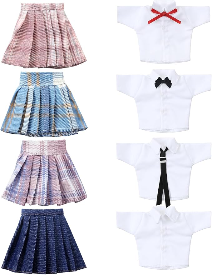 Bencailor 8 Pieces Doll Clothes for 11.8 Inch Doll Accessories Shirt Skirts Dress Outfit Clothing for Birthday Gift(Novel)