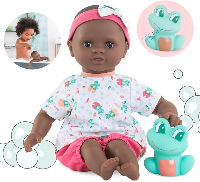 Corolle Mon Premier Poupon Bath Baby Alyzee/Soft Body Bath Doll with Bath Animal/Sleeping Eyes/Vanilla Fragrance/Removable Dresses / 30 cm/Suitable for Children from 18 Months