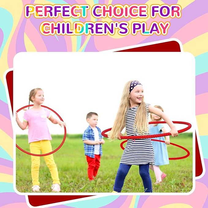 2 Pcs Toy Hoop Exercise Hoop Detachable Adjustable Plastic Toy Ring Playground Equipment for School Colored Circles Exercise Ring for Teens Dog Agility Equipment(Red,23 Inch)