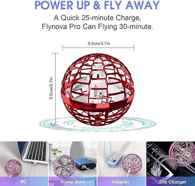 ATHLERIA Pro Hand Operated Mini Drone for Kids Teens,Led Light Arrow Rocket Helicopter Flying Ball Toy,Flying Spinner Interactive Toys,Birthdays for Boys Girls 6+