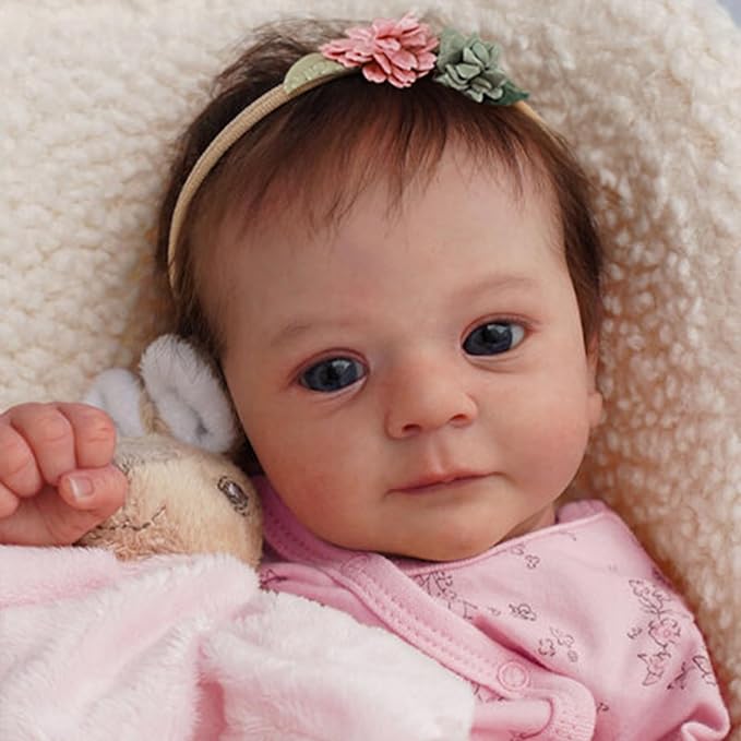 SCOM Realistic Baby Dolls Girl- Felicia, 17-Inch Realistic-Newborn Baby Dolls with Weighted Soft Cloth Body, Real Life Cute Reborn Dolls with Gift Box for Kids Age 3+