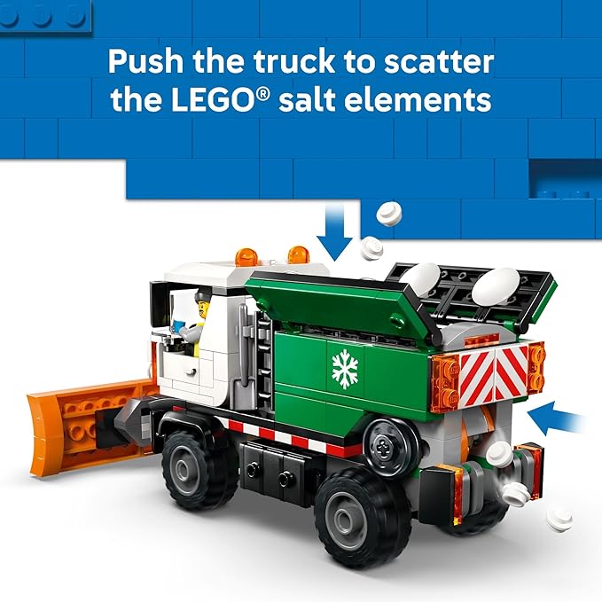 LEGO City Snowplow Truck Building Toy for Kids - Pretend Play Vehicle for Boys & Girls, Ages 5+ - Toy Truck W/Movable Plow & Driver Minifigure - Gift Idea for Birthdays - 60490