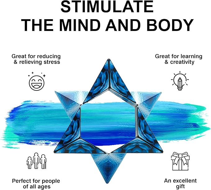 Shashibo Shape Shifting Box - STEM Fidget Toy with Ultra Strong Magnets - Sensory Puzzle Cube Transforms Into 100+ Shapes, Easter Basket Stuffers Gift for Kids, Teens, and Adults (Blue Planet)