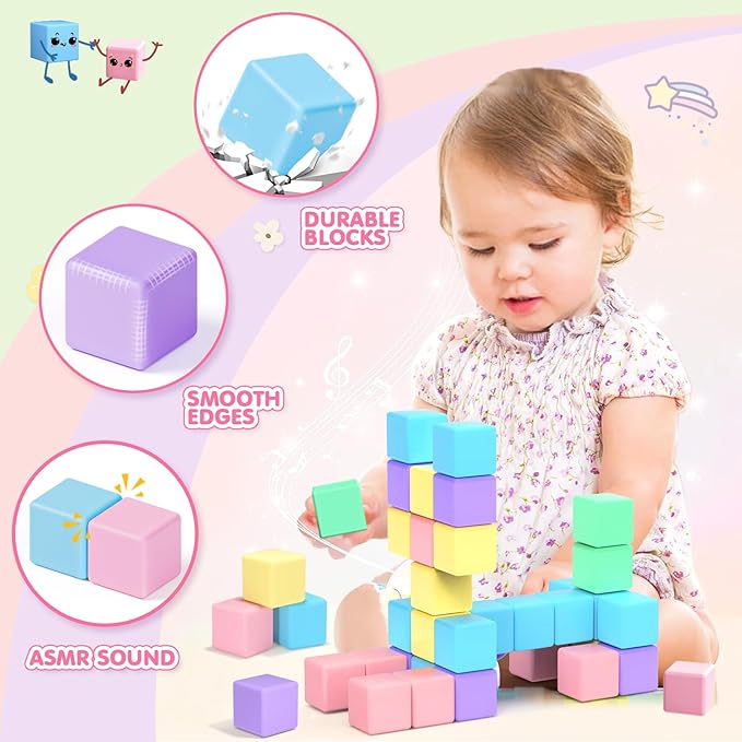 45pcs Magnetic Blocks for Kids Ages 3-5,Magnetic Building Blocks for Toddlers Girl Toys,Creative Sensory Toys 1-3 Magnet Cubes Toys Gifts for 3 4 5 6 7 8 Year Old Boys & Girls Valentines Day Toy