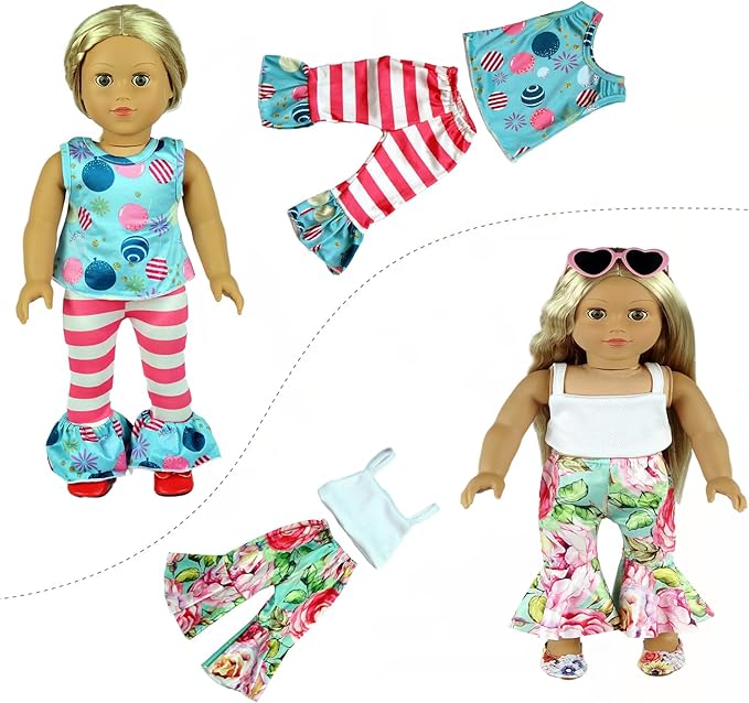 ReeRaa 20 pcs Clothing for Dolls 18 inch Doll Clothes and Accessories for American 18 inch Girl Doll Clothes Gift Including 10 Complete Sets of Clothing