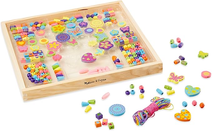 Melissa & Doug Created by Me! Bead Bouquet, Deluxe Wooden Jewelry Making Kit, 220+ Bright Colored Beads & Cords, DIY Necklace & Bracelet Making Kit, Arts & Crafts Toddler Toys for Kids Ages 4+