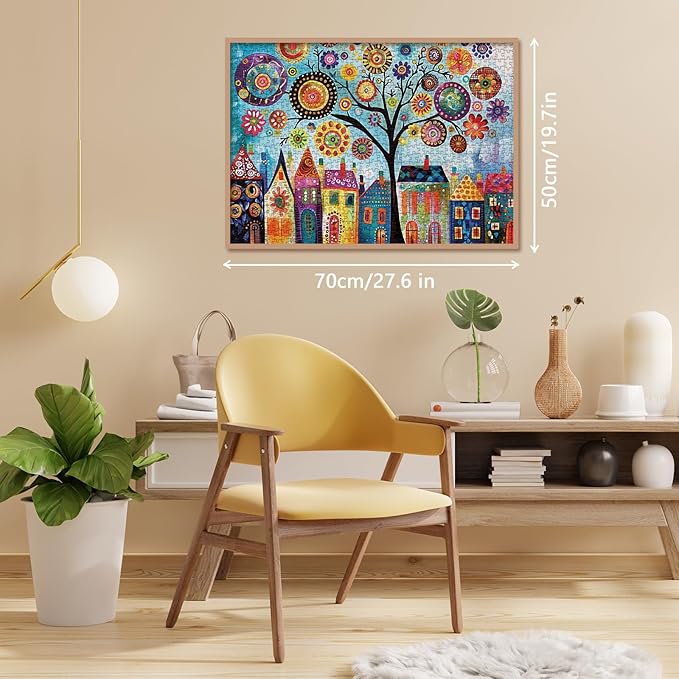Tree of Life Puzzles for Adults 1000 Pieces, Colorful Jigsaw Puzzle, Art Puzzles as Home Decor